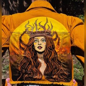 Handpainted PAGAN GODDESS denim Jacket